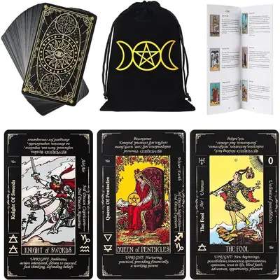 Tarot Cards with Guide Book & Linen Carry Bag, 78 Classic Original Tarot Cards Deck Fortune Telling Game with Meanings on The...