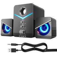 Universal 3.5mm Computer Speakers with Subwoofer 85dB PC Speakers with light Stereo Desktop Speaker USB Powered Multimedia Sp...