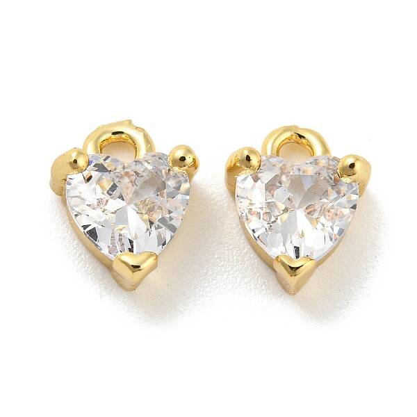 Rack Plating Brass Micro Pave Cubic Zirconia Charms