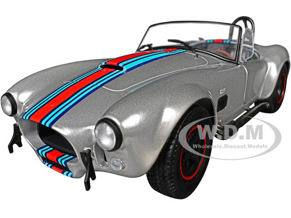 1965 Shelby Cobra 427 MKII Solido Works M Racing Tribute Gray Metallic with Stripes 1/18 Diecast Model Car by Solido