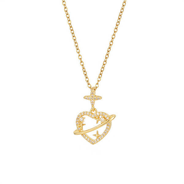 Brass Pave Crystal Rhinestone Pendant Necklaces for Wowen