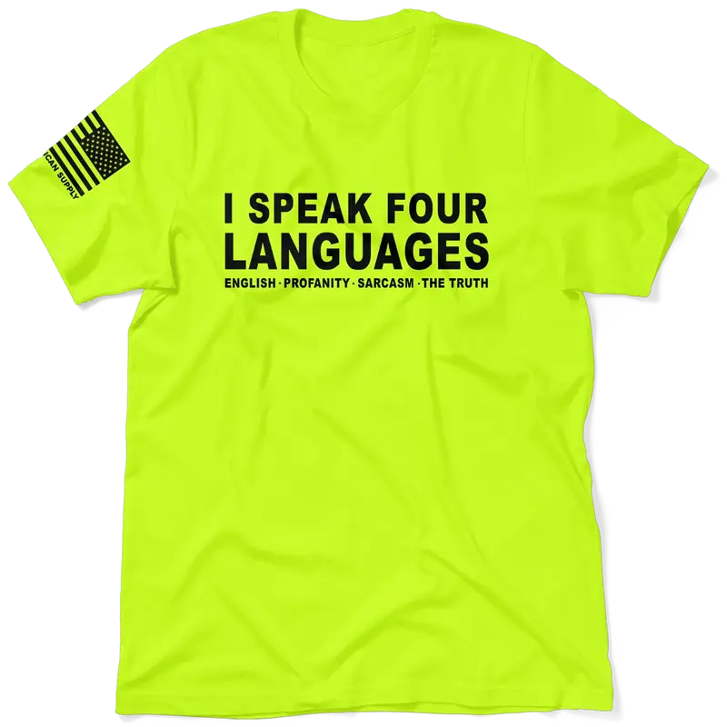 Four Languages - Safety Yellow Hi-Vis T-Shirt