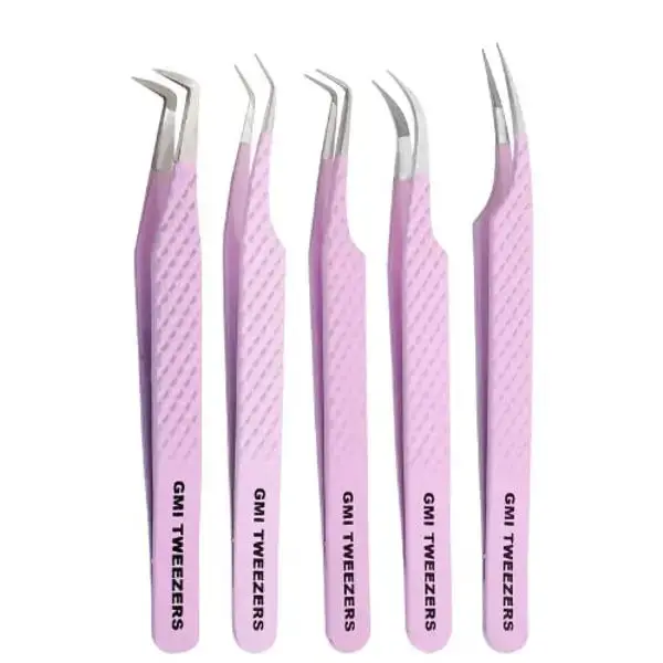 Fiber Tip Lash Tweezers For Eyelash Extension Tweezers Professional Fiber Tip Set Stainless Steel