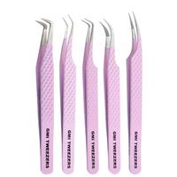 Fiber Tip Lash Tweezers For Eyelash Extension Tweezers Professional Fiber Tip Set Stainless Steel