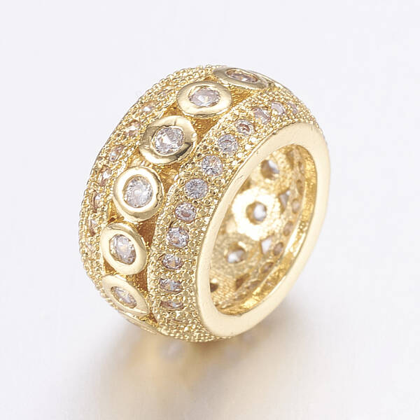Brass Micro Pave Cubic Zirconia Beads