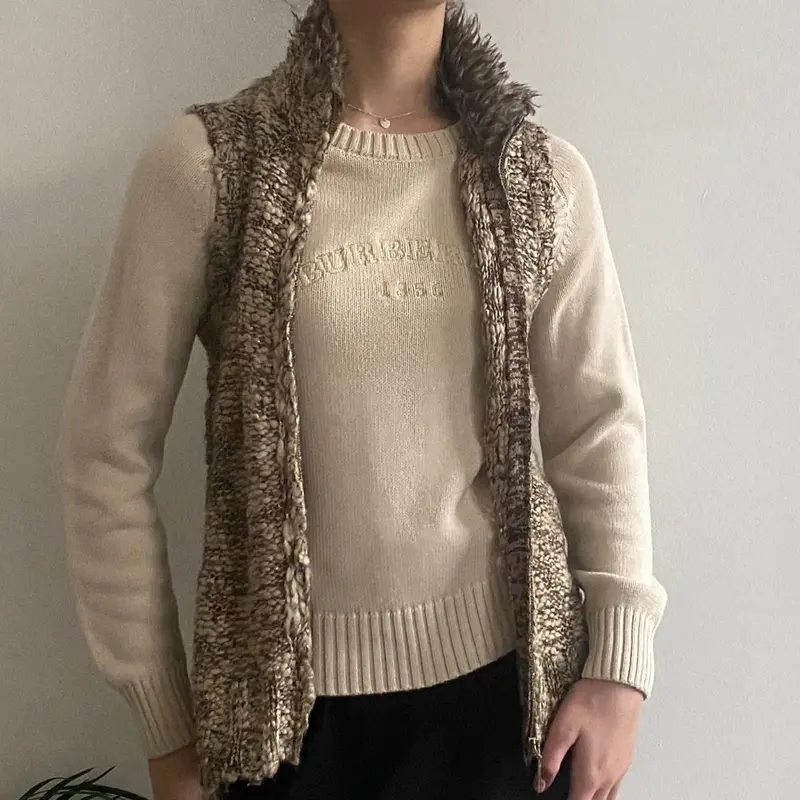 Charter Club Sweater Vest - Small Brown Acrylic Blend