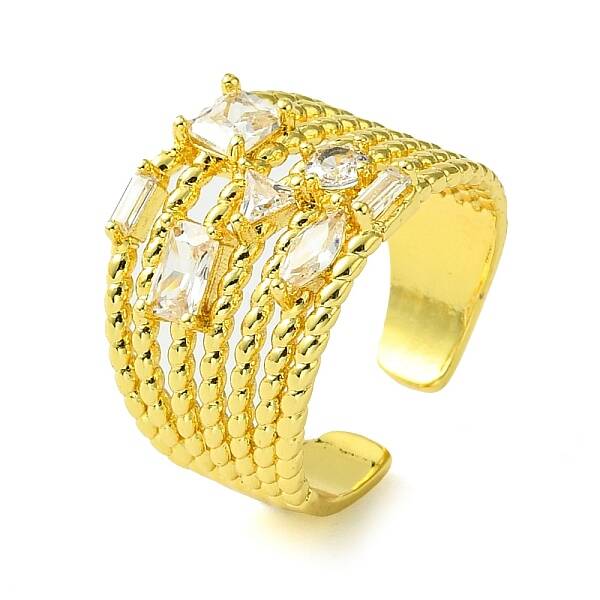 Brass Micro Pave Cubic Zirconia Open Cuff Rings