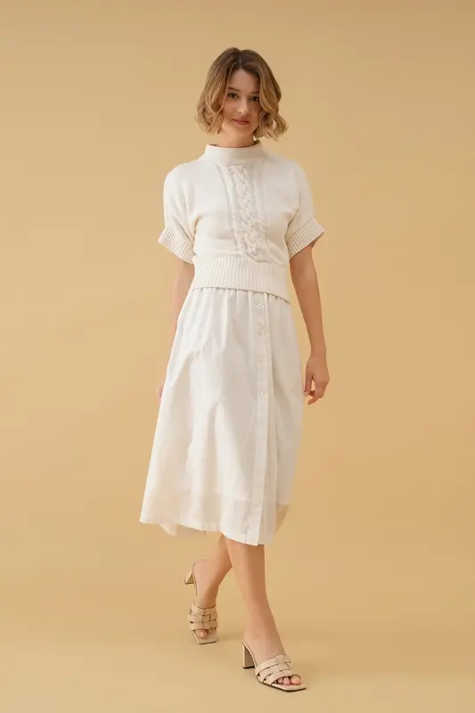 Buttoned Midi Skirt - Metallic Stripe | Size: S