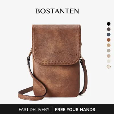 BOSTANTEN Vegan Leather Small Crossbody Bags for Women Designer Cell Phone Bag Wallet Purses Adjustable Strap