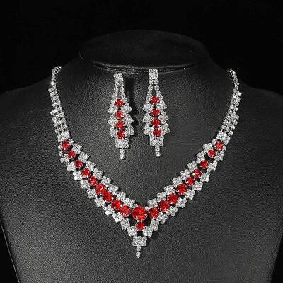 Alloy Rhinestone Necklaces & Stud Earring Sets for Women