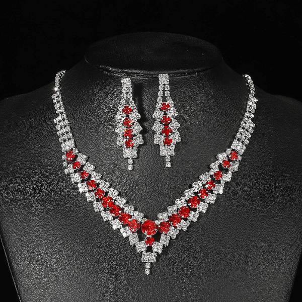 Alloy Rhinestone Necklaces & Stud Earring Sets for Women