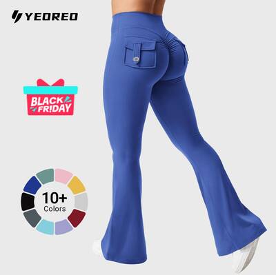 YEOREO CoreFlex Flare Leggings with Pockets for Women Scrunch Workout Leggings Butt Lifting Gym Yoga Pants SpringStateme