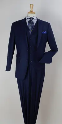 Apollo King Men's Stylish 100% Wool 3pc Fashion Suit Peak Lapel