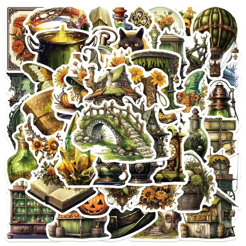 50Pcs Halloween magic sticker Jungle Witch witchcraft Graffiti Stickers for DIY Luggage Laptop Skateboard Motorcycle Bicycle ...