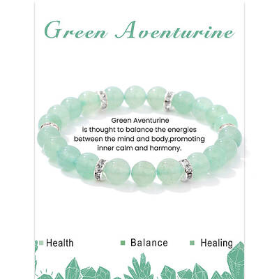 Natural Green Aventurine Round Beaded Stretch Bracelets for Women Men