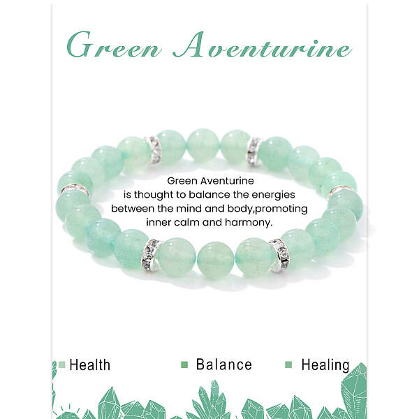 Natural Green Aventurine Round Beaded Stretch Bracelets for Women Men