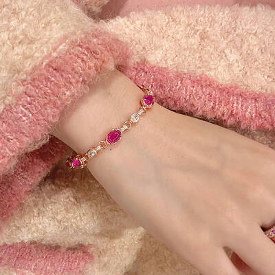 Brass Micro Pave Clear Cubic Zirconia Oval Link Bracelets for Women