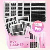 False Eyelash Set, Individual Eyelashes with Eyelash Glue & Lash Remover & Eyelash Extension Tweezers, Professional Eye Makeu...