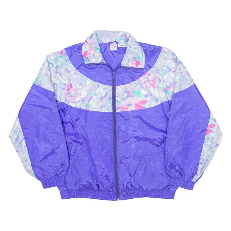 Shell Jacket Purple Nylon Floral Womens M