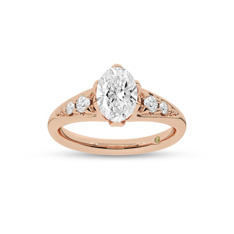 Lyon Tapered Pavé Oval Lab Grown Diamond Engagement Ring | 14K Rose Gold 3 1/4 CT. TW.