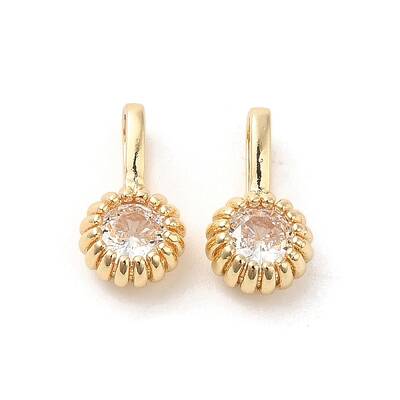 Brass Micro Pave Cubic Zirconia Charms