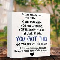 Good Morning You Are Amazing Letter Pattern Desktop Ornament, 1 Count Square Shape Foam PVC Desktop Ornament, Encouraging Tab...