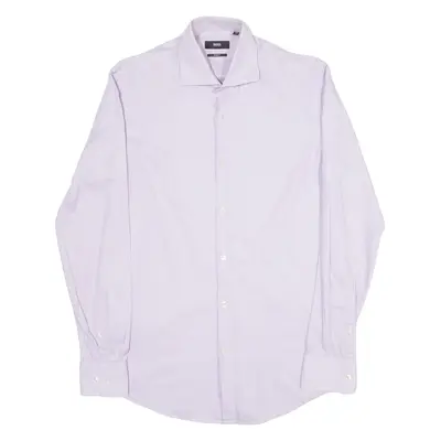 HUGO BOSS Jaron Slim Fit Mens Plain Shirt Purple Long Sleeve S