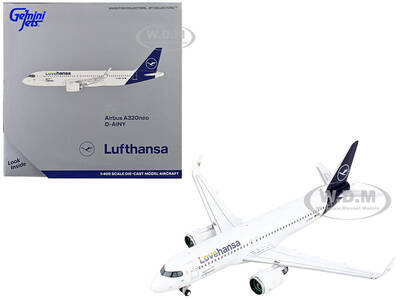 Airbus A320neo Commercial Aircraft Lufthansa - Lovehansa White with Dark Blue Tail 1/400 Diecast Model Airplane by Gemini...
