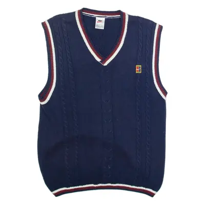 NIKE Mens Jumper Blue V-Neck Cable Knit Sleeveless M