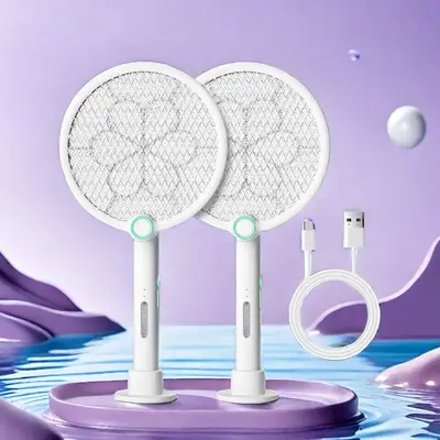 【Free Shipping】Electric Fly Swatter Racket, Mosiller 2 in 1 Bug Zapper with USB Rechargeable Base, Fly Killer with 3-Laye...