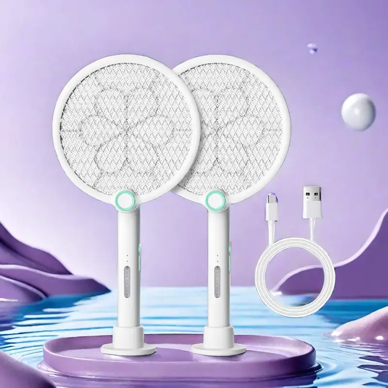 【Free Shipping】Electric Fly Swatter Racket, Mosiller 2 in 1 Bug Zapper with USB Rechargeable Base, Fly Killer with 3-Laye...