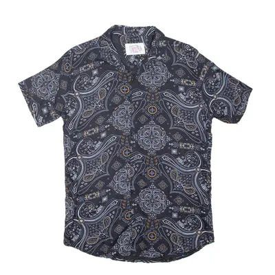 MK STYLE Womens Shirt Black Crazy Pattern L