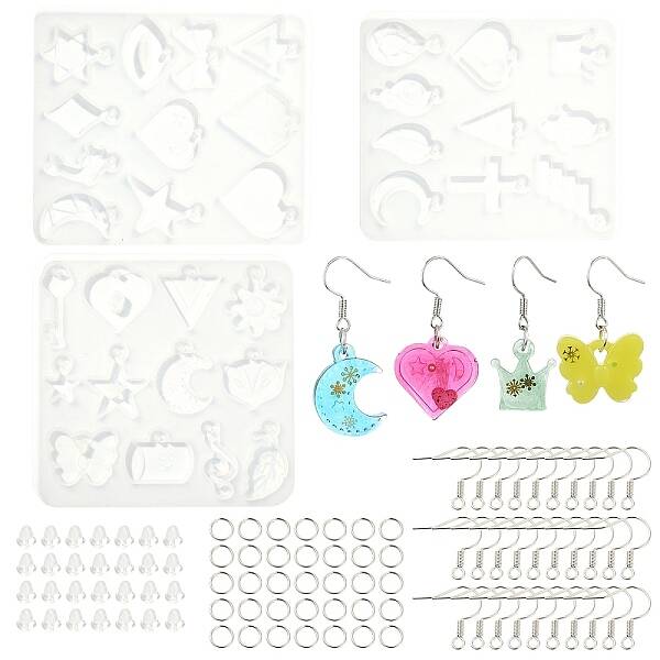 DIY Mixed Shapes Charm Pendant Silicone Molds for DIY Earring Making