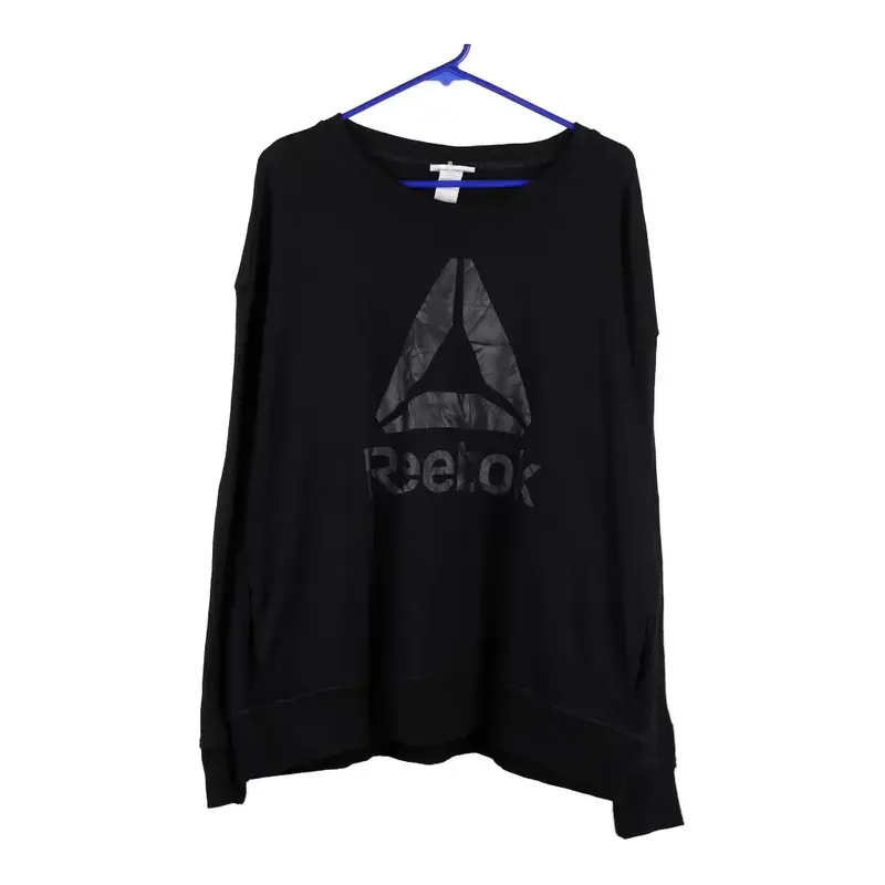 Reebok Spellout Sweatshirt - 2XL Black Cotton Blend