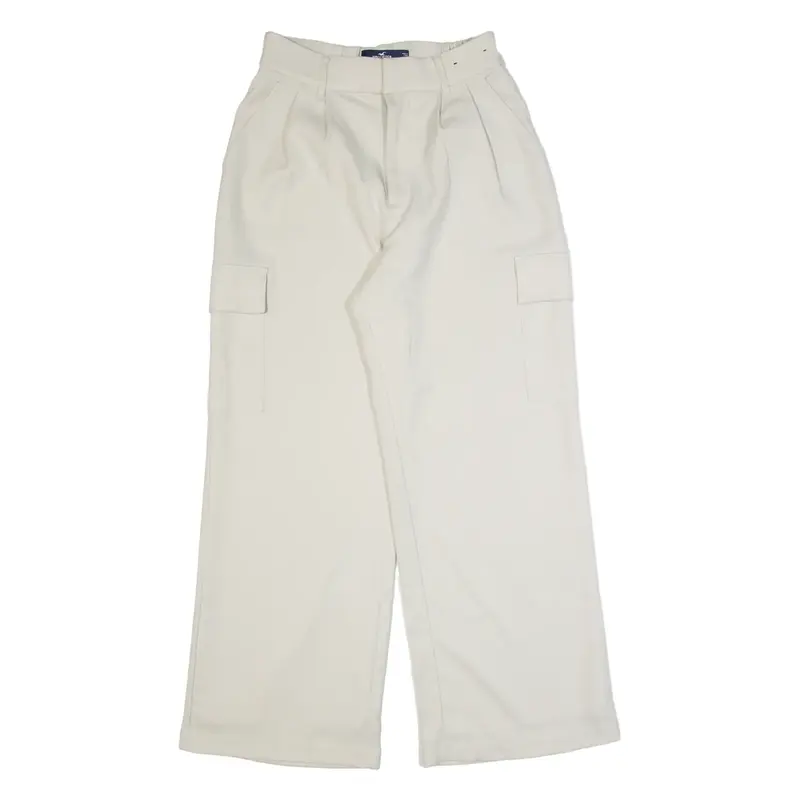 HOLLISTER High Rise Womens Trousers Cream Relaxed Wide-Leg W26 L28