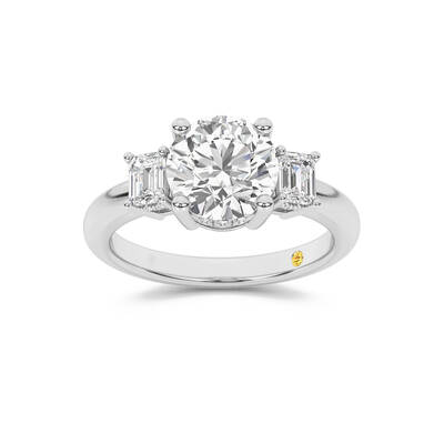 Seraphina Three Stone Hidden Halo Round Lab Grown Diamond Engagement Ring | 14K White Gold 2 1/10 CT. TW.