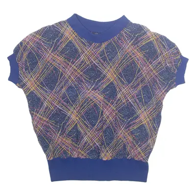 Womens Printed Top Blue Crazy Pattern M