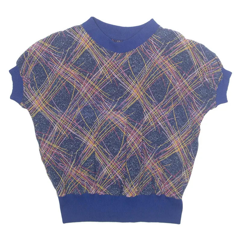 Womens Printed Top Blue Crazy Pattern M