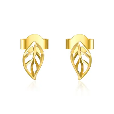 18K Gold Leaves Stud Earrings