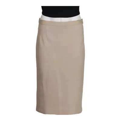 Luisa Spagnoli Midi Skirt - 34W UK 14 Beige Wool