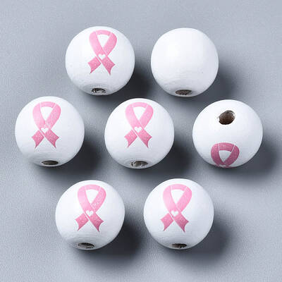 Painted Natural Wood European Beads