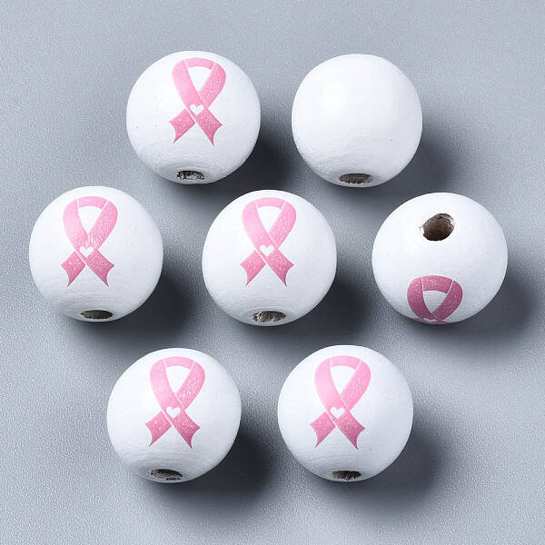 Painted Natural Wood European Beads