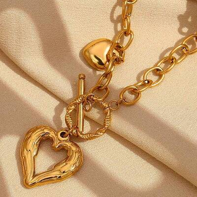 304 Stainless Steel OT Heart Pendant Necklaces for Women