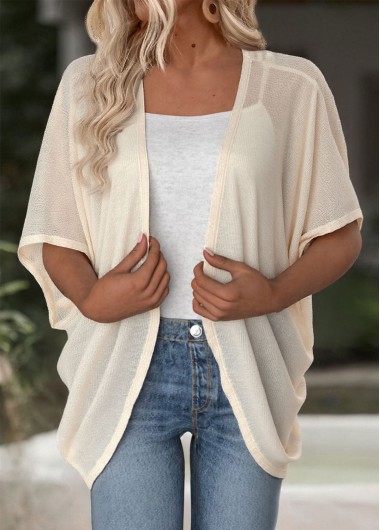 Modlily Beige Half Sleeve Tunic Light Cardigan - L