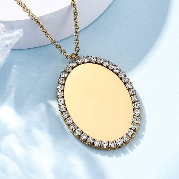 304 Stainless Steel Micro Pave Cubic Zirconia Pendant Necklaces for Women