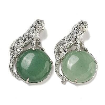 Natural Green Aventurine Half Round Pendants