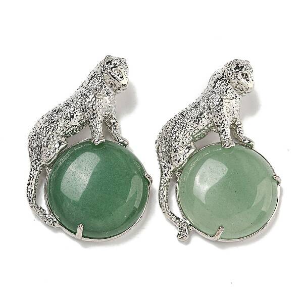 Natural Green Aventurine Half Round Pendants