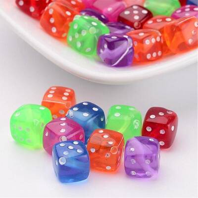 Mixed Color Transparent Acrylic Dice Beads