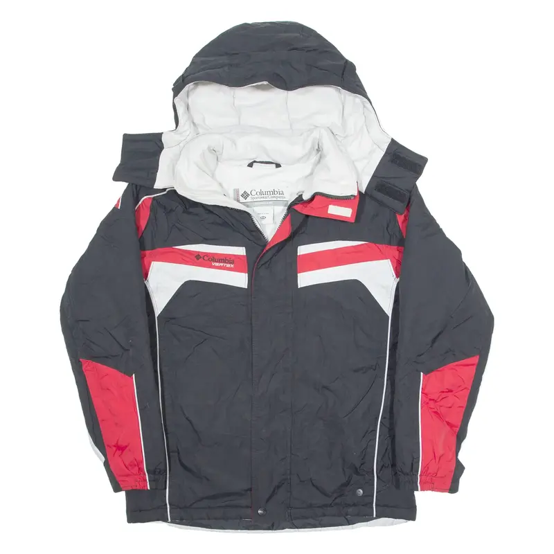 COLUMBIA Insulated Boys Ski Jacket Black Hooded L