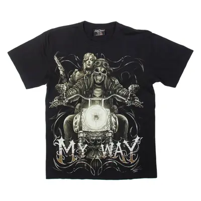My Way Skull Mens Biker T-Shirt Black M